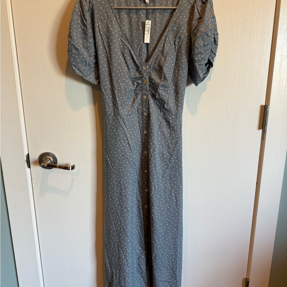 Madewell Blue Puff Sleeve Dress NWT
